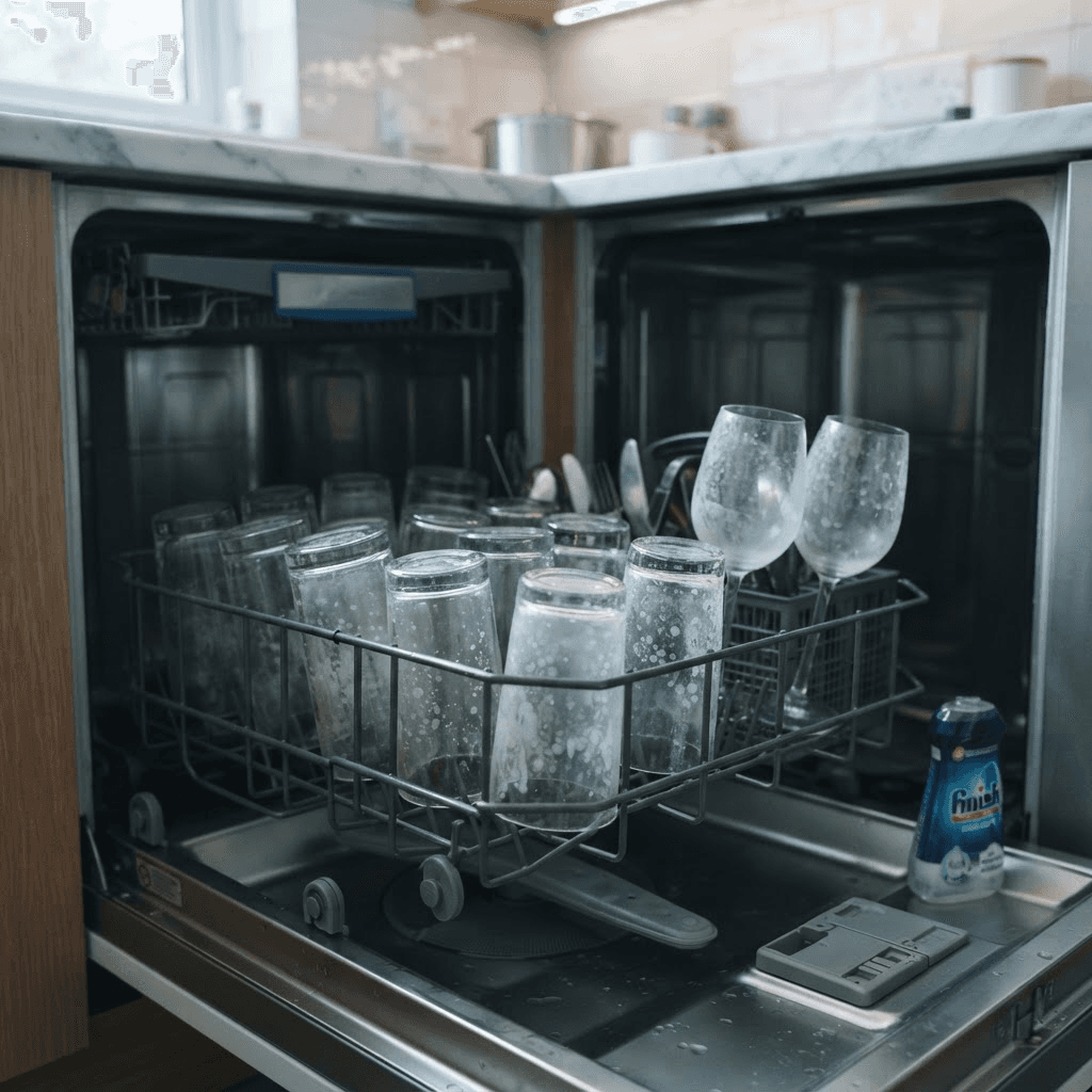 Dishwashers & fixtures affected by hard water mineral scale buildup