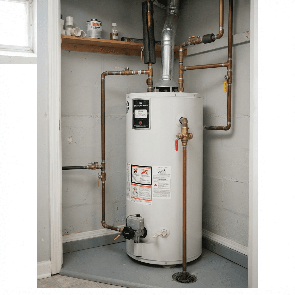 Water heaters affected by hard water mineral scale buildup